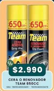 Cera O Renovador Team 650cc