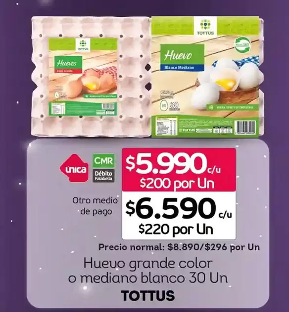 Tottus - Huevo Grande Color O Mediano Blanco