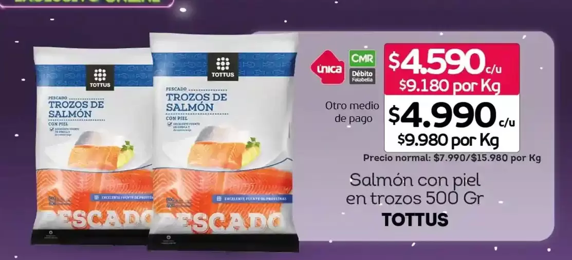 Tottus - Salmón Con Piel En Trozos