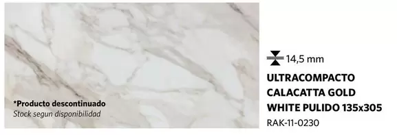 Gold - Ultracompact0 Calacatta White Pulido 135x305