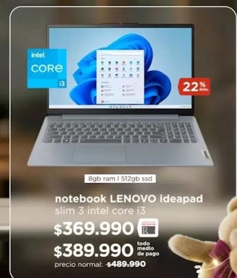 Lenovo - notebook Ideapad slim 3 Intel Core i3