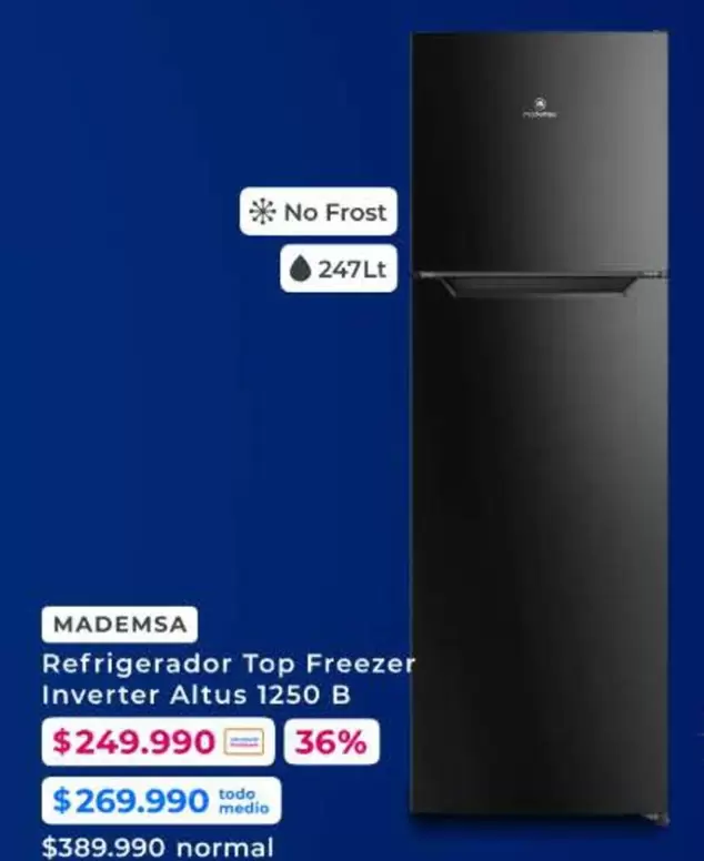 Mademsa - Refrigerador Top Freezer Inverter Altus 1250 B