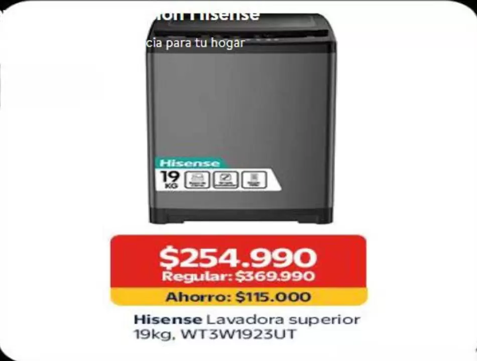 Hisense - lavadora superior 19kg, Wt3w1923ut