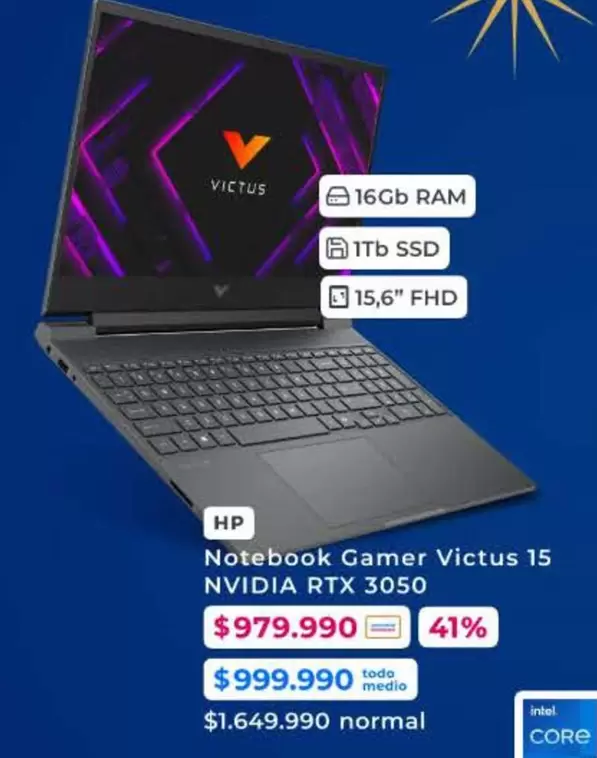 HP - Notebook Gamer Victus 15 NVID RTX 3050