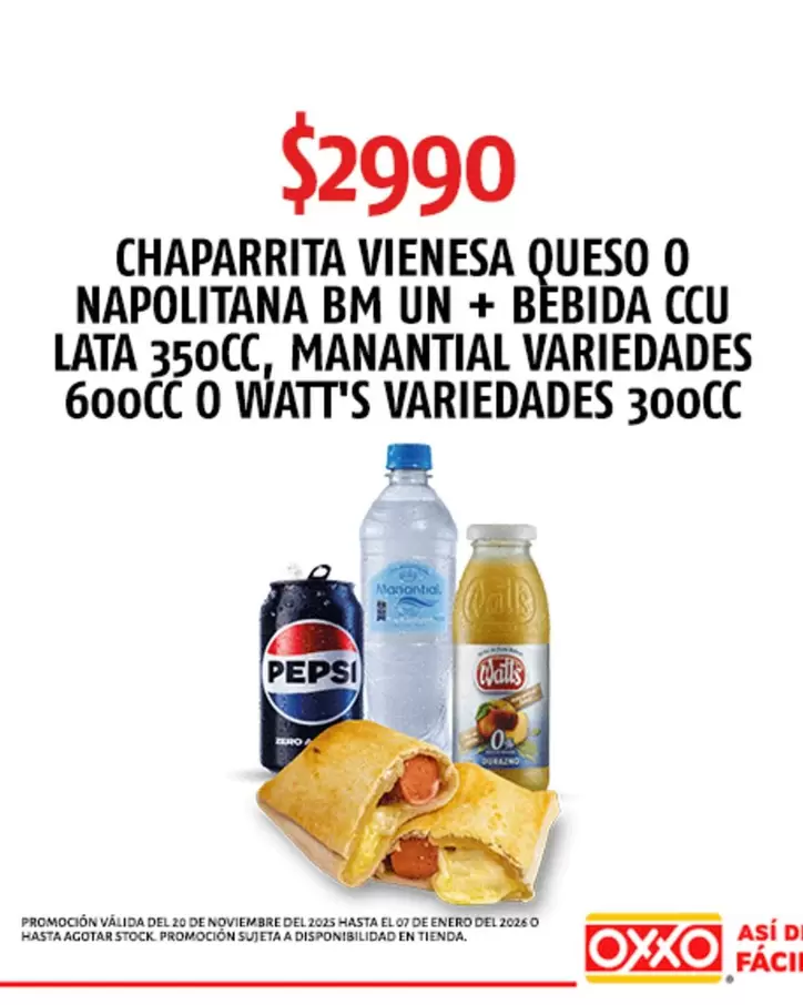 Watt's - Chapartita Vienesa Queso O Napolitana Bm Un + Bebida Ccu Lata
