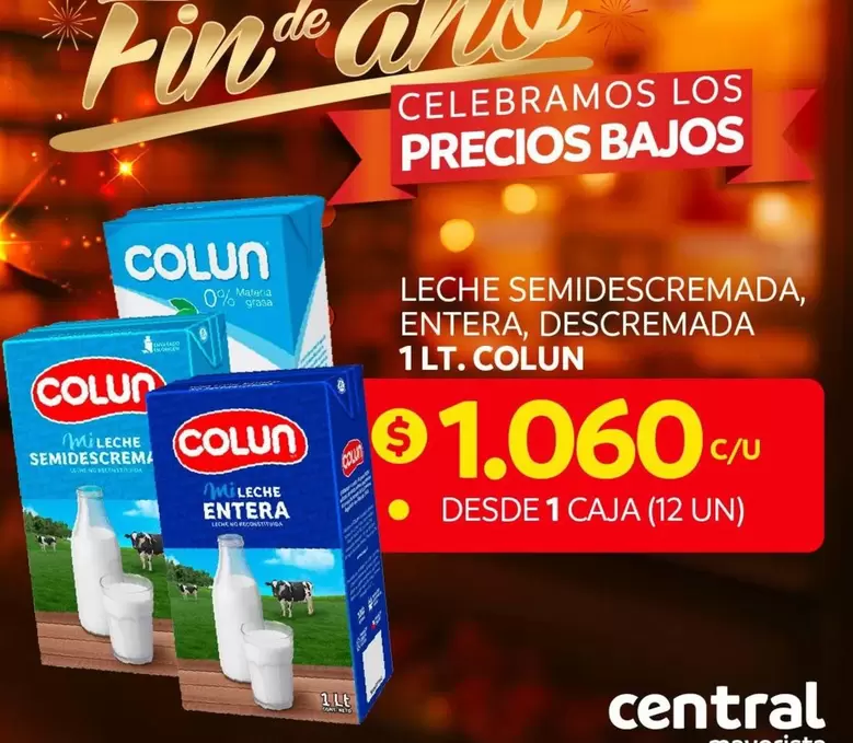 Colun - Leche Semidescremada Entera, Descremada