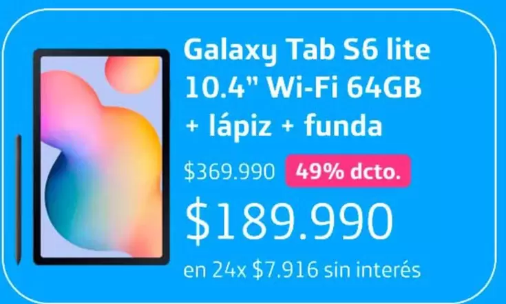 Samsung - Galaxy Tab S6 Lite 10.4" Wi-Fi 64GB + Lapiz + Funda