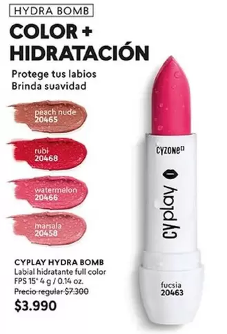 Cyzone - Cyplay Hydra Bomb Labial Hidratant Full Color FPS 15