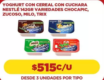 Nestlé - Yoghurt Con Cereal Con Cuchara, Zucoso, Milo, Trix
