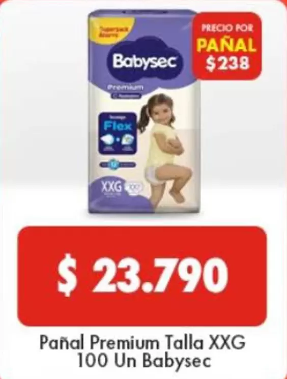 Babysec - pañal premium talla xxg 100 un babysec