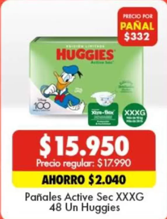 Huggies - Pañales Active Sec Xxxg