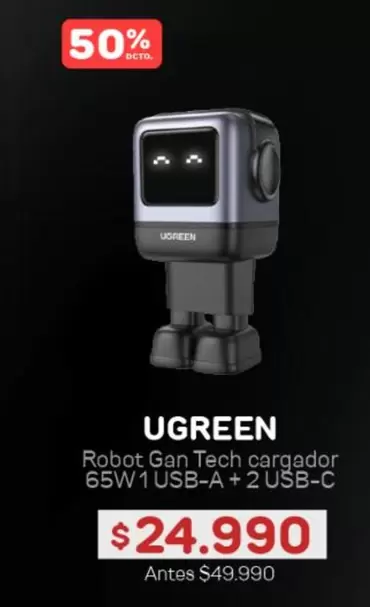 Robot Gan Tech Cargador 65w Usb-a + 2 Usb-c