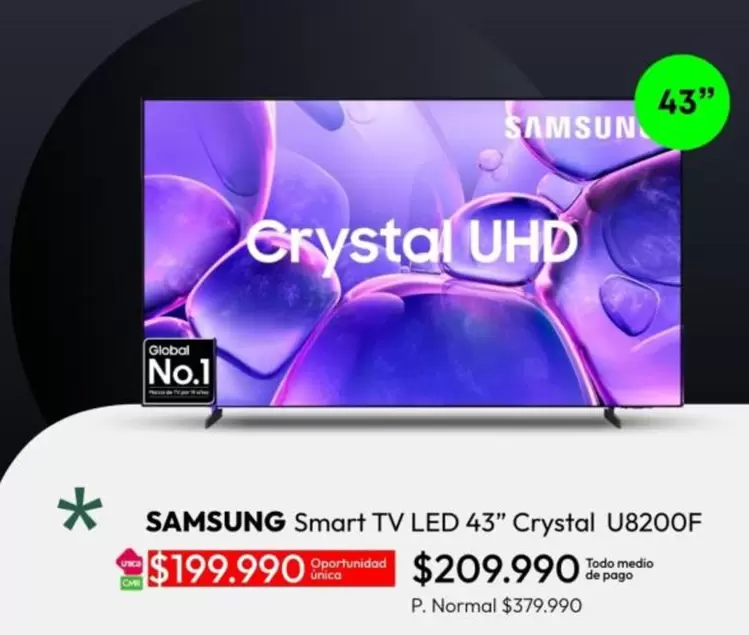 Samsung - Smart Tv Led 43" Crystal U8200F