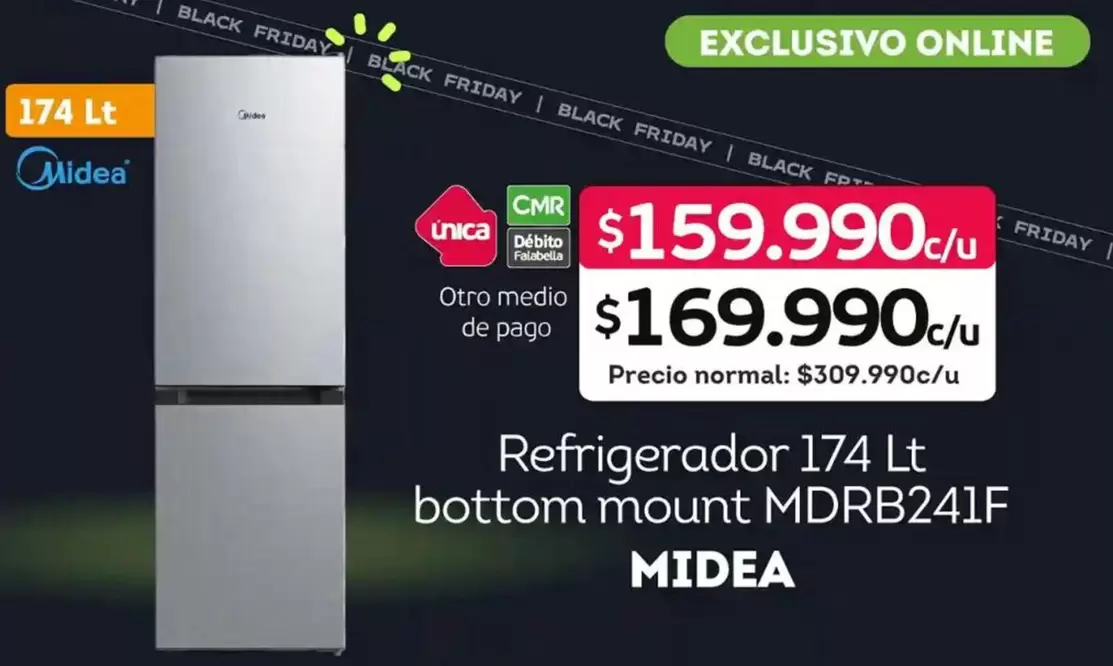 Midea - Refrigerador Bottom Mount MDRB241F