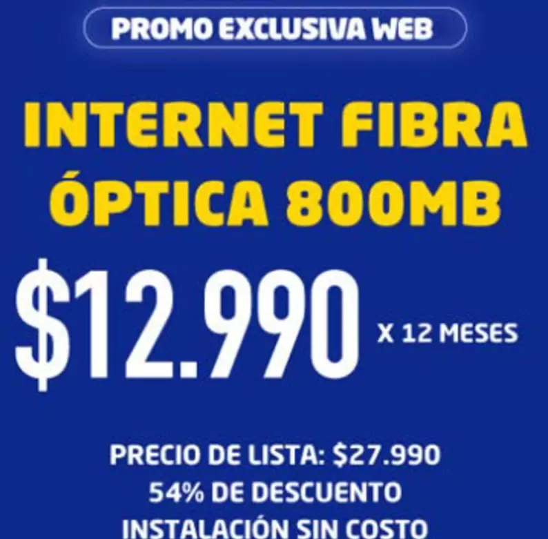 Internet Fibra Optica 800mb