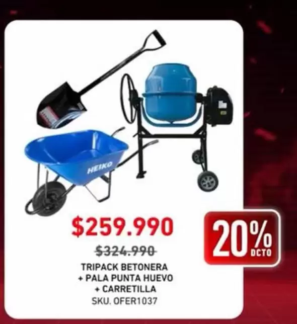 Tripack Bettonera + Pala Punta Huevo + Carretilla