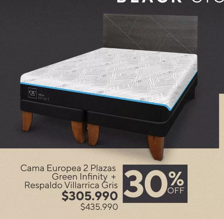 Cic - Cama Europea 2 Plazas Green Infinity + Respaldo