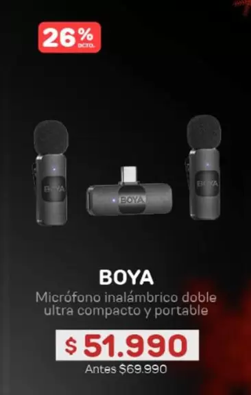 Micrófono Inalámbrico Doble Ultra Compacto Y Portable