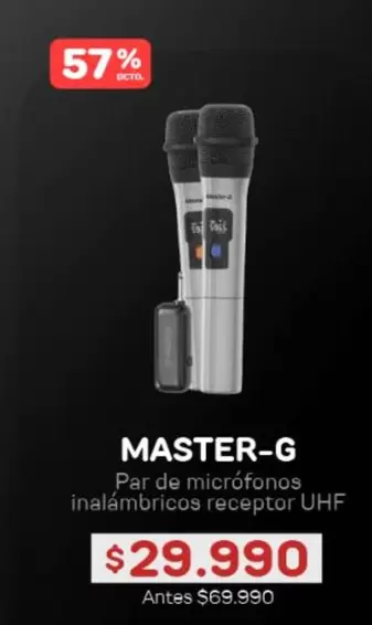 Master-G - Par De Microfonos Inalámbricos Receptor UHF