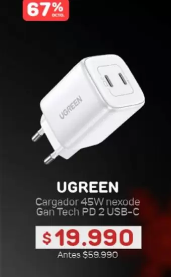 Cargador 45w Nexode Gan Tech Pd 2 Usb-c