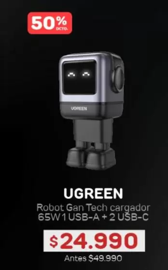 Robot Gan Tech Cargador 65w Usb-a + 2 Usb-c