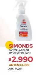 Simond's - Pantalla Solar Spray Spf50