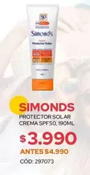 Simond's - Protector Solar Crema Spf50