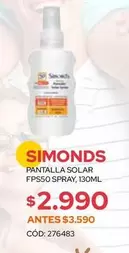 Simond's - Pantalla Solar Fps50 Spray