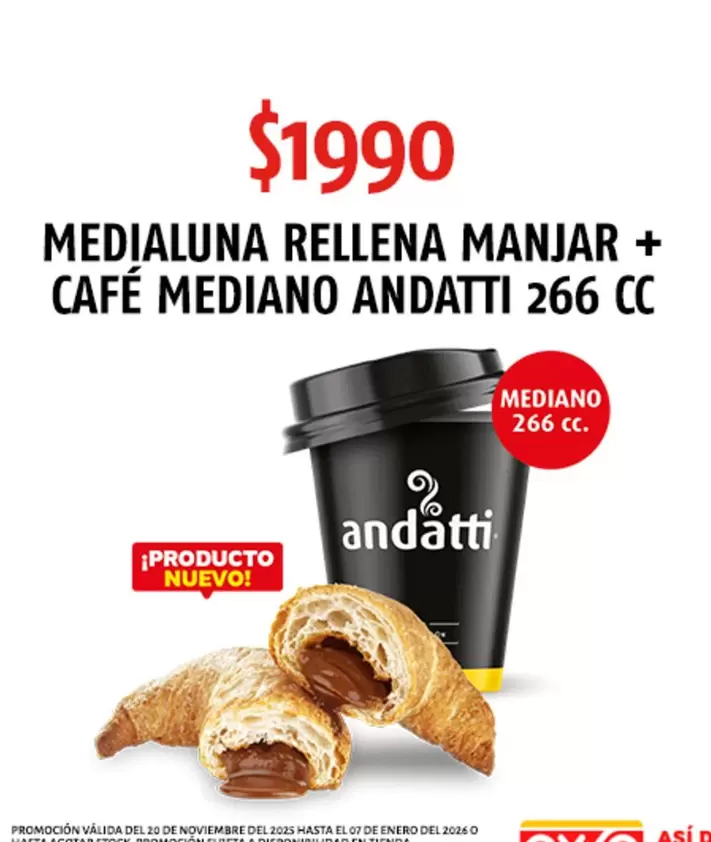 Medialuna Rellena Manjar + Cafe Mediano Andatti
