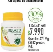 Bkaroten 470 Mg X60 Capsulas Phk