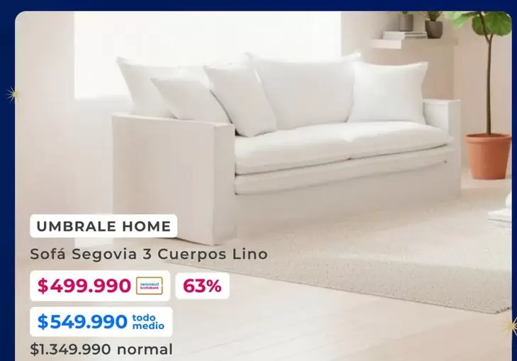 Sofa Segovia 3 Cuerpos Lino