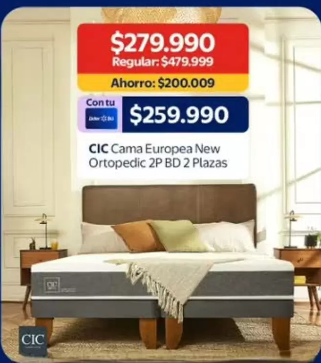Cic - Cama Europea New Ortopedic 2p Bd 2 Plazas