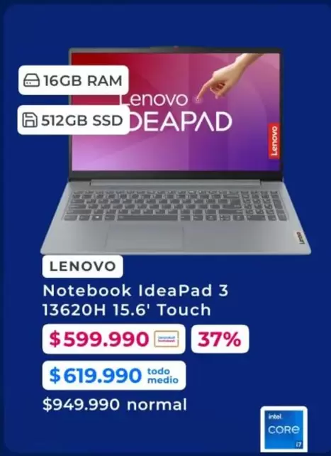 Lenovo - Notebook Ideapad 3 13620h 15.6' Touch