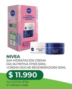Nivea - 24h Hidratacion Crema Día Nutritiva Fps15 + Crema Noche Regeneradora 50ml