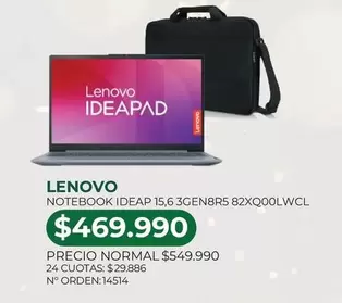 Lenovo - Notebook Ideap 15.6 3Gen8r5 82XQ00LWCL