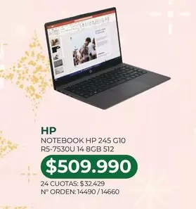 HP - Notebook 245 G10 R5-7530u 14 8gb 512