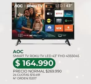 AOC - Smart Tv Tv Led 43" Fhd 43S5045
