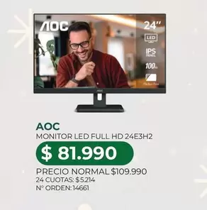AOC - Aoc Monitor Led Full Hd 24e3h2