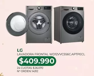 LG - Lavadora Frontal WD12VVC556C.CAPTPEL