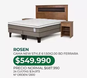 Rosen - Cama New Style 61.5ox2oo Bd Ferrara
