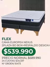 Flex - Cama Europea Nexus 2Plaza Bd Box+Respaldo Design C/Ros