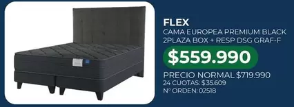Flex - Cama Europea Premium Black 2Plaza Box