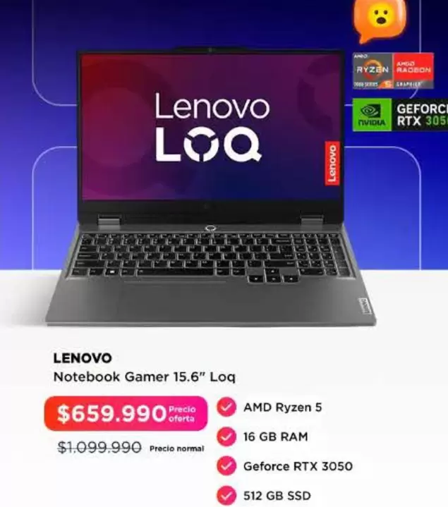 Lenovo - Notebook Gamer 15.6" Loq AMD Ryzen 5 16 GB Ram
