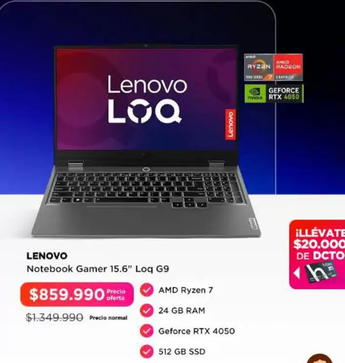 Lenovo - Notebook Gamer 15.6" Log G9