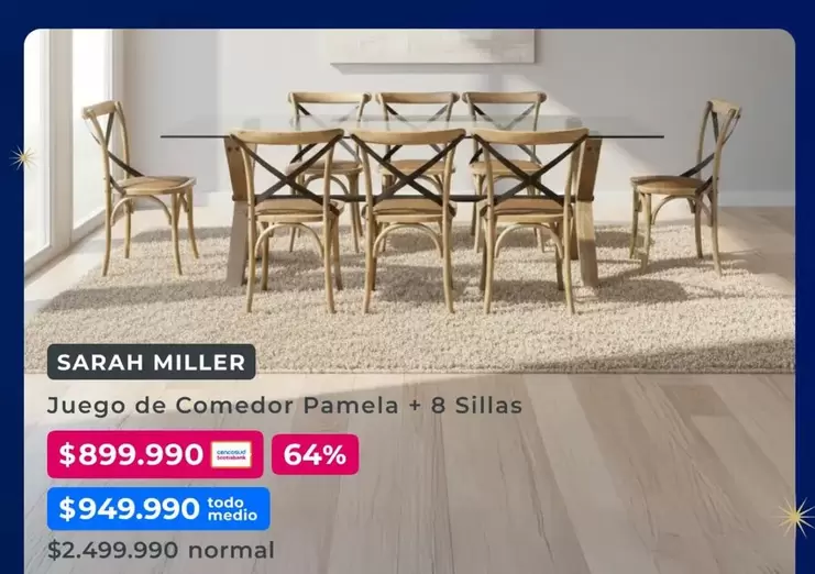 Miller - Juego De Comedor Panela + 8 Sillas