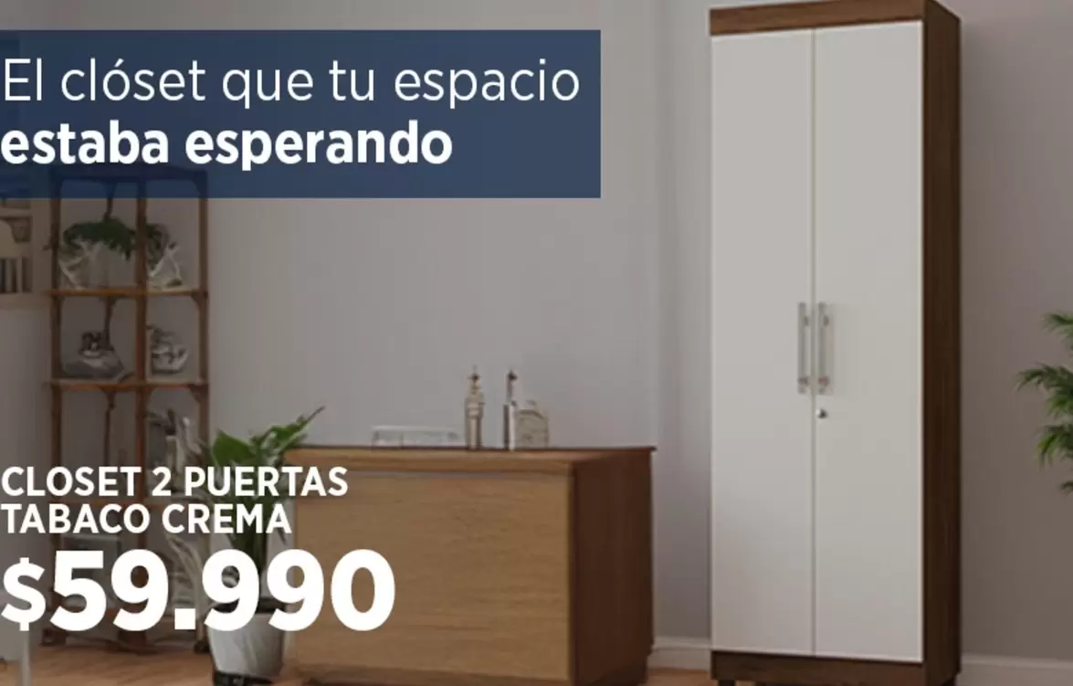 Closet 2 Puertas Tabaco Crema