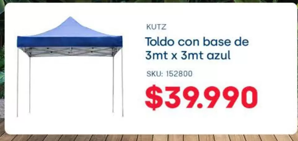 Toldo Con Base De 3mt X 3mt Azul