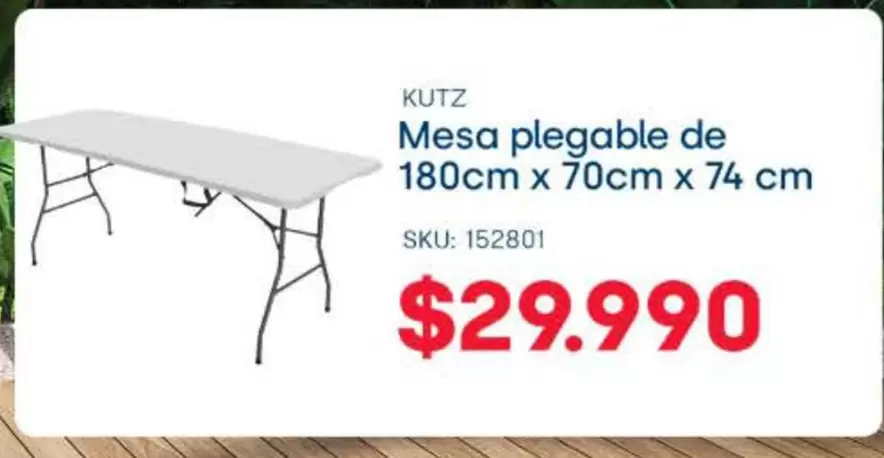 Mesa Plegable De 180cm X 70cm X 74 Cm