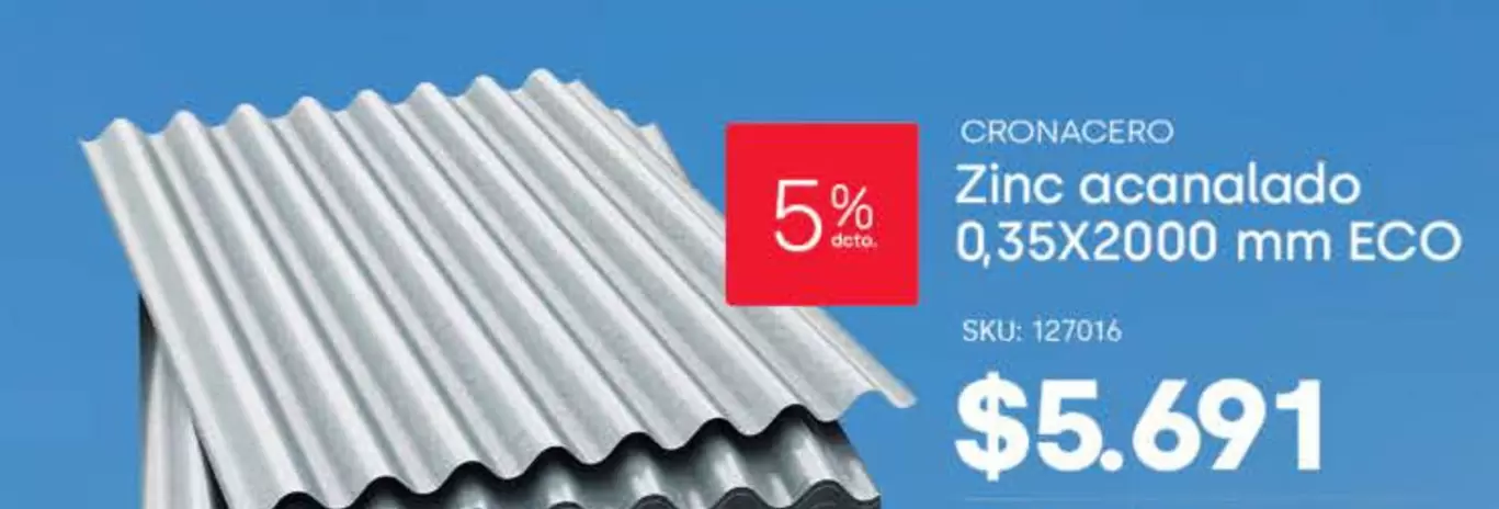 Zinc Acanalado 0.35x2000 Mm Eco