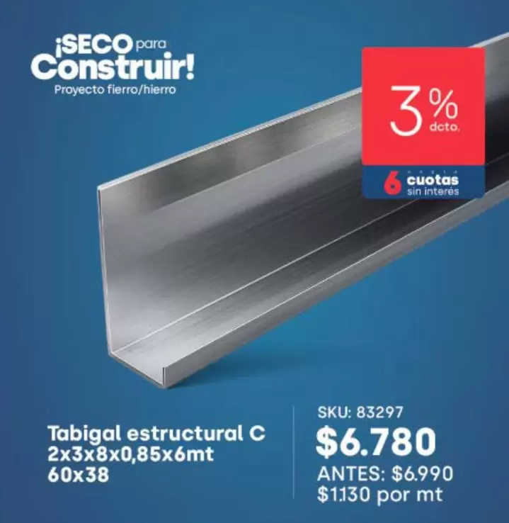 Tabigal Estructural C 2x3x8x0.85x6mt